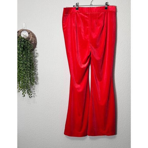 NEW Lane Bryant Velvet Flare Pant Holiday Red No Gap Waist Band Size 16 Comfy XL - Picture 4 of 9